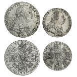 George III (1760-1820), Shilling and Sixpence, 1787 and Sixpence, laureate, draped and cuirasse...