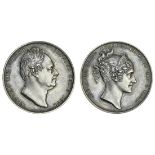 William IV, Coronation, 1831, in silver, by W. Wyon, bare head right, rev. Queen Adelaide right...