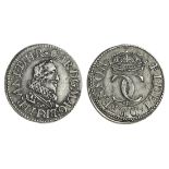 Charles I (1625-49), Pattern Halfgroat, by Nicholas Briot, 1.46g, bare headed bust right, rev....