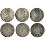 British India, Victoria (1837-1901), Half-Rupees, 1862 (3), Bombay, B / III (2), Calcutta, A /...