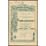 Angola: Companhia de Cabinda S.A., ten shares of 4$50 escudos each (45 escudos), Lisbon 1918, #...