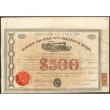 USA: Dubuque and Sioux City Railroad Co., pair of bonds for $500, both 1863, #534 and 452, stea...