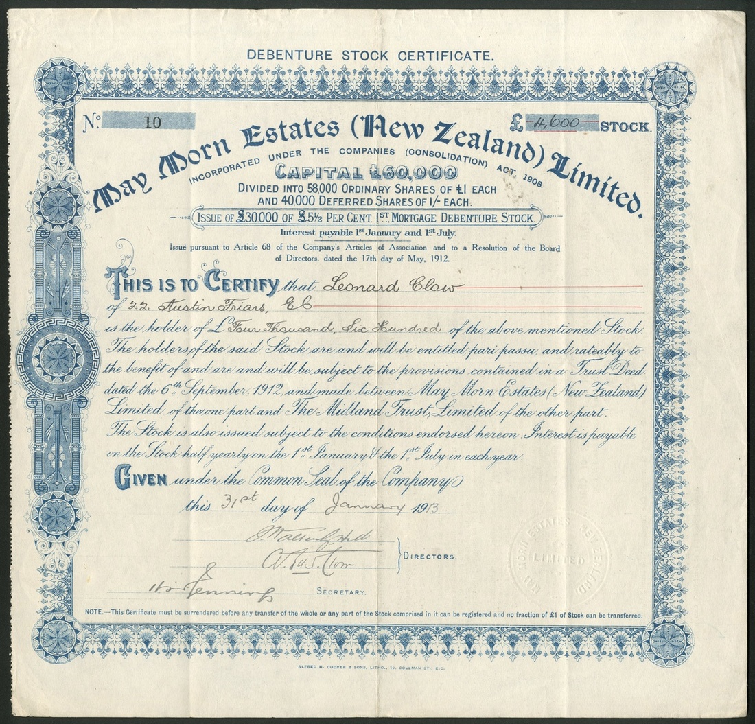 New Zealand: May Morn Estates (New Zealand) Ltd., a group of 3 certificates for £1 ordinary sha... - Image 2 of 3