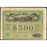 USA: Memphis, Holly Springs, Okolona and Selma Railroad Co., $500 bond issued in payment of rai...