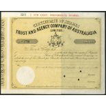 New Zealand/Australia: Trust and Agency Company of Australasia Ltd., a specimen certificate for...