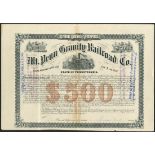 USA: Mt. Penn Gravity Railroad Co., bond for $500, second mortgage loan 1892, #59, passengers b...