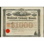 USA: Memphis, Holly Springs, Okolona and Selma Railroad Co., $1000 bond issued by the County of...