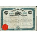 USA: State of Alabama, 8% Gold Bond, 1870, $1000, #415, in aid of the Alabama & Chattanooga Rai...