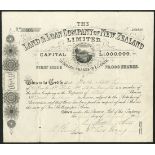New Zealand: Land & Loan Company of New Zealand Ltd., £5 shares, 10/- paid, 18[84], #105, attra...