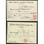 New Zealand: A pair of early call receipts, for Owen Quartz Crushing Company Ltd., Nelson 188[7...