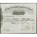 Ireland: A small group of certificates (4), comprising Electric Telegraph of Ireland, 5 shares,...