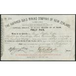 New Zealand: Kapanga Gold Mining Company of New Zealand Ltd., £1 shares, 18[80], #271, black. G...