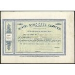 New Zealand: Waihi Syndicate Ltd., £1 shares, fully paid, 190[5], #29, ornate border, blue with...