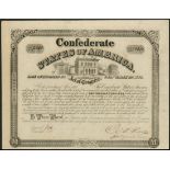 Confederate States of America: Act of March 23rd 1863, 6% Loan, redeemable April 1893, $1000 bo...