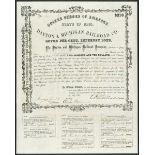 USA: Dayton & Michigan Railroad Co., 7% bond for $210, 1867, #139, ornate border with scrollwor...