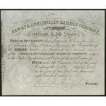 Ireland: Newry & Enniskillen Railway Co., £50 share, 18[53], #10077, scrollwork at left, black,...