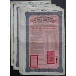 China: 1910 5% Tientsin-Pukow Railway Supplementary Loan a group of 20 bonds for £100, issued b...