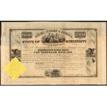 USA: State of Mississippi, 5% 'Union Bank' Loan, 1838, bond for $2000, #353, payable February 1...