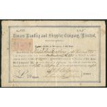 New Zealand: Timaru Landing and Shipping Company Ltd., £10 share, 186[8], #132, of only 200 iss...