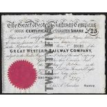 Great Britain: Great Western Railway Company, £25 quarter share, 184[5], #36616, black, purple...