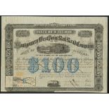 USA: Montgomery and West Point Rail Road Co., a pair of bonds for $100 and $1000, 1867, #584 an...