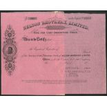 New Zealand: Nelson Brothers Ltd., specimen 5% mortgage debenture stock, 18-, from the Bradbury...