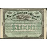 USA: Cincinnati, Lafayette and Chicago Railroad Co., first mortgage bond for $1000, 1873, #926,...