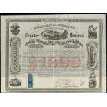 USA: Borough of Scranton, Luzerne (PA), 7% bond for $1000, 1864, #27, of only 100 issued, for p...