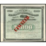 USA: Humeston & Shenandoah Railroad Co., (IA), first mortgage 7% bond for $1000, 1881, #1970, t...