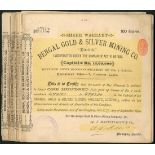 India: Bengal Gold & Silver Mining Co. Ltd., a group of certificates for 100 shares of 1 rupee,...