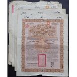 China: 1898 4½% Gold Loan, a group of 5 bonds for £100, issued by the Deutsch-Asiatische Bank,...