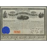 USA: Lebanon Springs Rail Road Co., $500 bond, issued by the town of Stephentown, 1867, #1 stea...