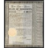 USA: State of Mississippi, 6% 'Planters' Bank' Loan, 1833, bond for $1000, series E, redeemable...