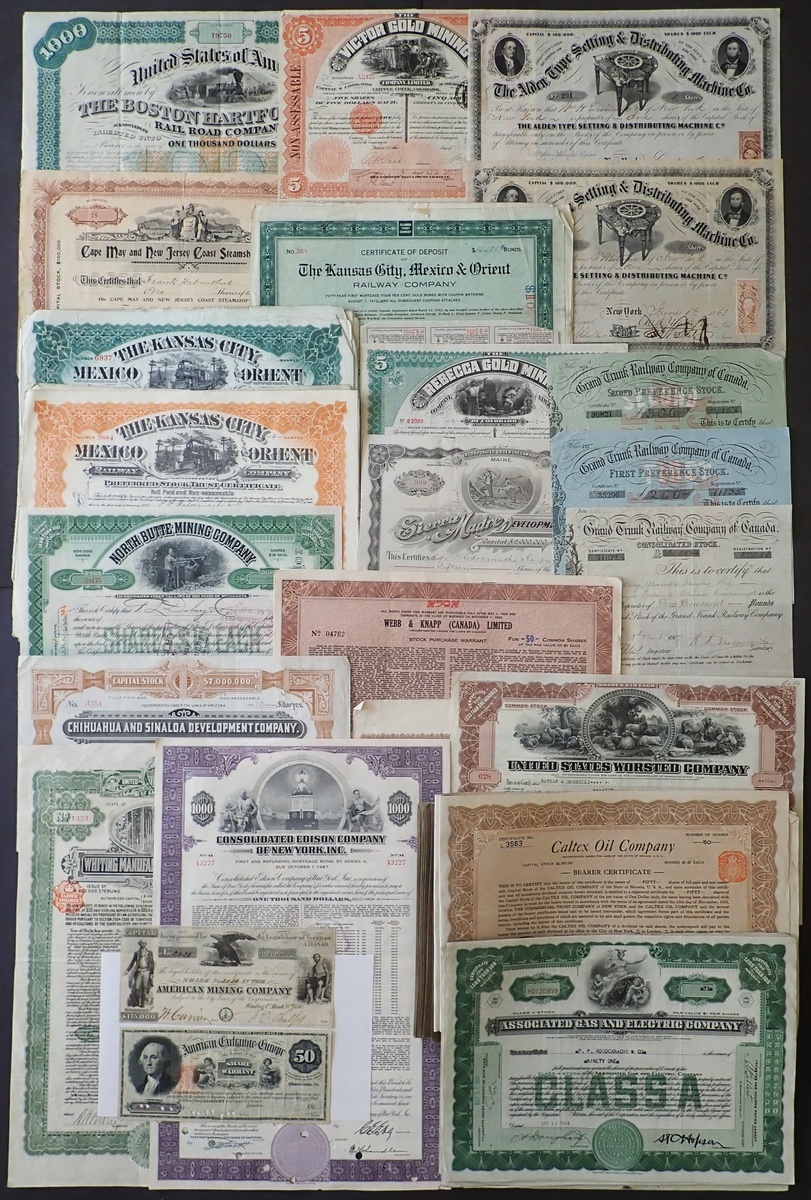 A quantity of American and Canadian certificates, many modern, some duplication, but including...