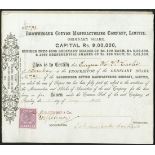 India: Bhownuggur Cotton Manufacturing Co. Ltd., a group of certificates for 100 rupee ordinary...