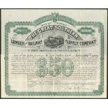 USA: Great Southern Lumber and Railway Supply Co., first mortgage 6% bond for $50, 1882, #1118,...