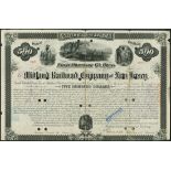 USA: Midland Railroad Co. of New Jersey, $500 bond, 1880, #3890, signed by Garrett Hobart as pr...