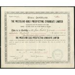 New Zealand: Westland Gold Prospecting Syndicate Ltd., £1 shares, Wellington 19[18], #43, ornat...