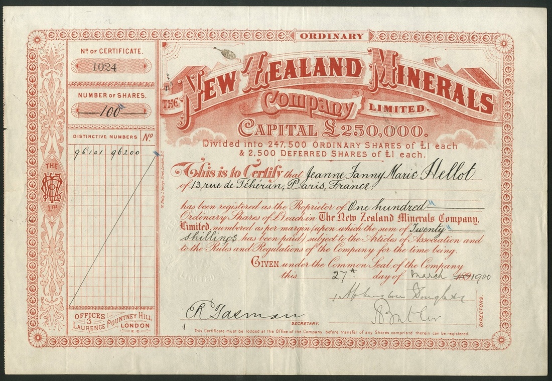 New Zealand: Ethel Reef Gold Mining Co. Ltd., 5/- shares, various amounts paid, 189[6], #128, o... - Image 3 of 3