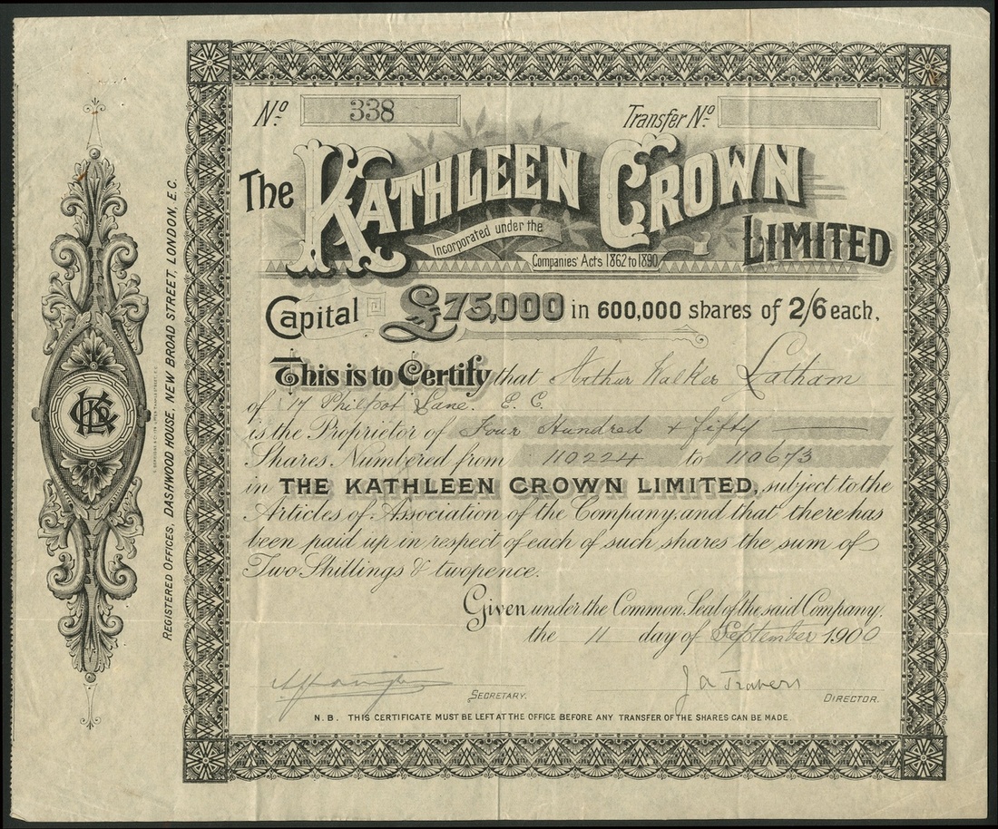 New Zealand: Kathleen Crown Ltd., pair of certificates for shares of 2/6d, the first fully paid... - Image 2 of 2