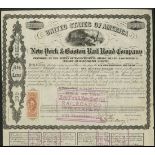 USA: New York and Boston Rail Road Co., first mortgage bonds for $100 and $1000, 1862, #246 and...