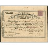 India: Delhi Cotton Mills Co. Ltd., a group of certificates for 250 rupee share, 188[94], 6 exa...