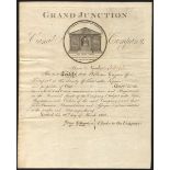 Great Britain: Grand Junction Canal Company, certificate for one share, 1803, #5543, vignette o...