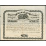 USA: Mississippi Central Railroad Company, 7% Income and Equipment Mortgage Loan, 1873, $1000,...