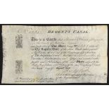 Great Britain: Regents Canal, one share, 1812[7], #5365, black printing, on vellum, together wi...