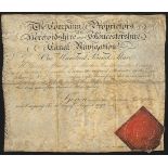 Great Britain: Herefordshire and Gloucestershire Canal Navigation, £100 share, 1793, #471, blac...