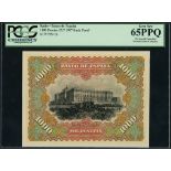 El Banco de Espana, specimen reverse proof 1000 Pesetas, ND (1907), (Pick 66 for type, reverse...