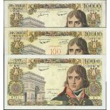 France, Banque de France, 10,000 francs, 2.11.1956, serial number Y.40 05175, 100 Nouveaux Fran...