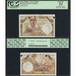 France, Tresor Public, 100 francs, specimen, no date (1955), serial number O.0 00000 (Pick M11s...