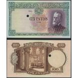 Portugal, Banco de Portugal, 100 escudos, specimen/proof, without date (1947-1957) or serial nu...